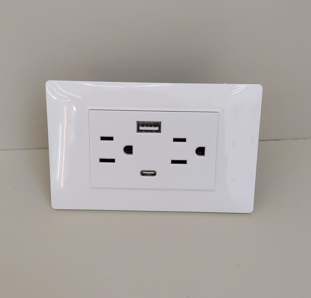CBTMCUSB Toma Corriente Doble con USB CURVE (BLANCO)