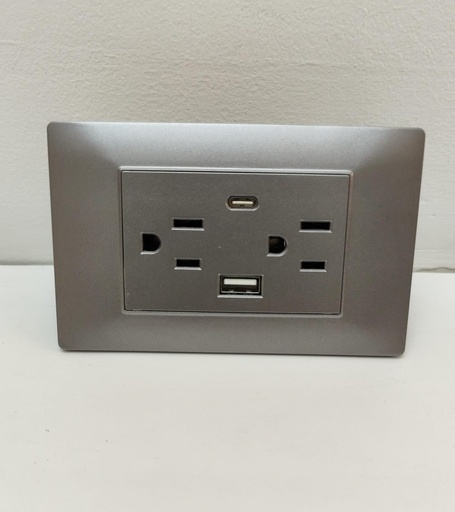 [CGTMCUSBGR] CGTMCUSBGR Toma Corriente Doble con USB CURVE (GRIS)
